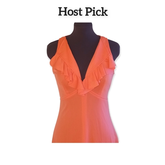 Host pick! Patricia Fair dress maxi low v-neck, sleeveless, coral, size p 13. - Picture 3 of 11